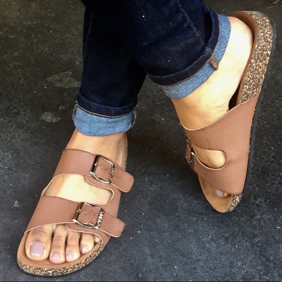 Shoes - LAST 1🛑 chestnut double strap cork  sandal